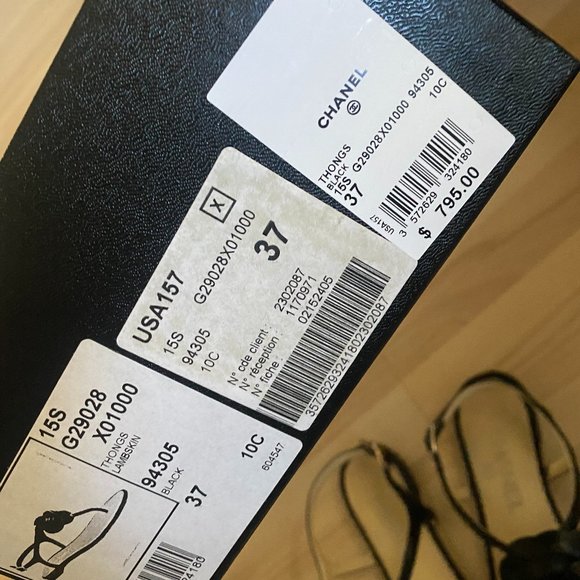 Chanel Black Leather Camellia Thong Flat Sandals Size 36 - Picture 4 of 6